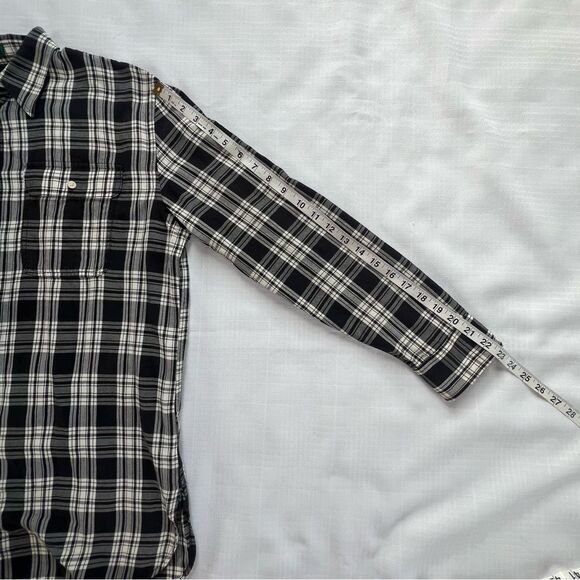 Lauren Ralph Lauren Cotton Black White Plaid Western Button Blouse Flaw SZ L - Picture 6 of 14